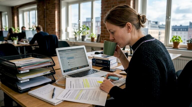 En jurist ser över företagets GDPR-rutiner på jobbet.