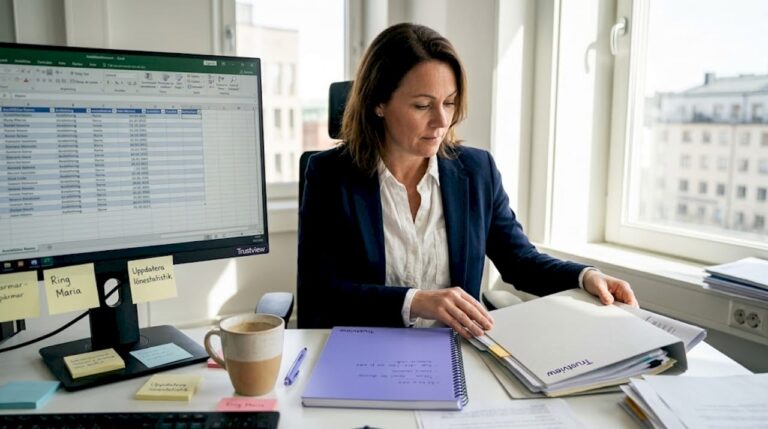 HR-chefen går igenom medarbetarnas dokument