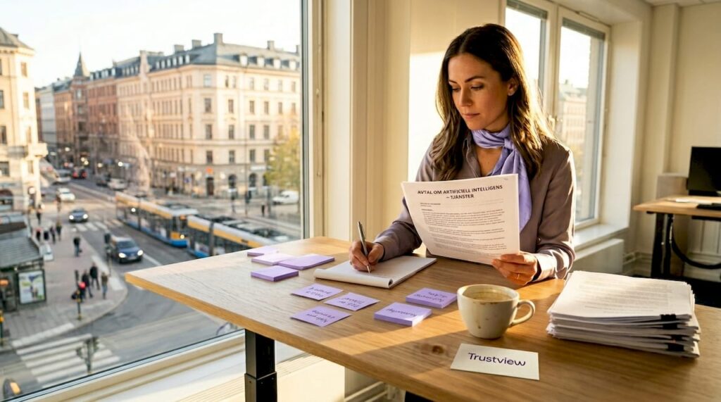 På Stockholmskontoret får avtal en noggrann genomgång av vår AI-baserade jurist.