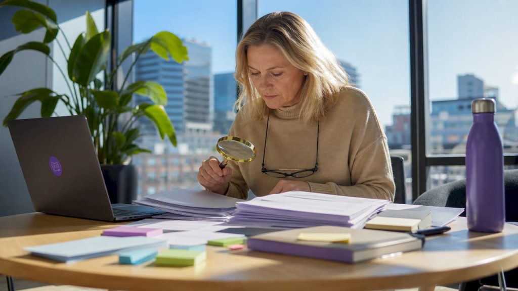 Svensk compliance-ansvarig som går igenom GDPR-relaterade dokument