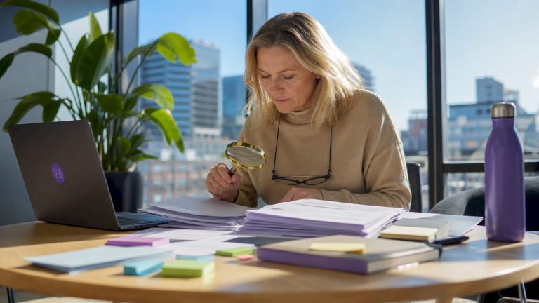 Svensk compliance-ansvarig som går igenom GDPR-relaterade dokument