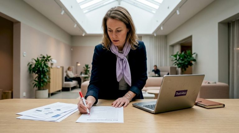 VD:n går igenom företagets checklista för riskhantering
