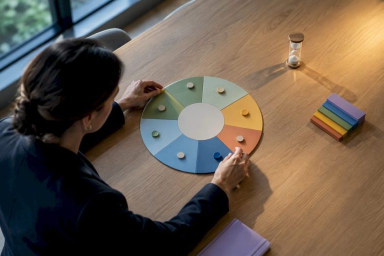 Årligt planeringshjul för efterlevnad på bordet